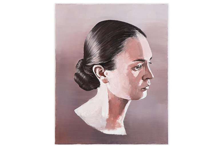 Sculpture-like head.
